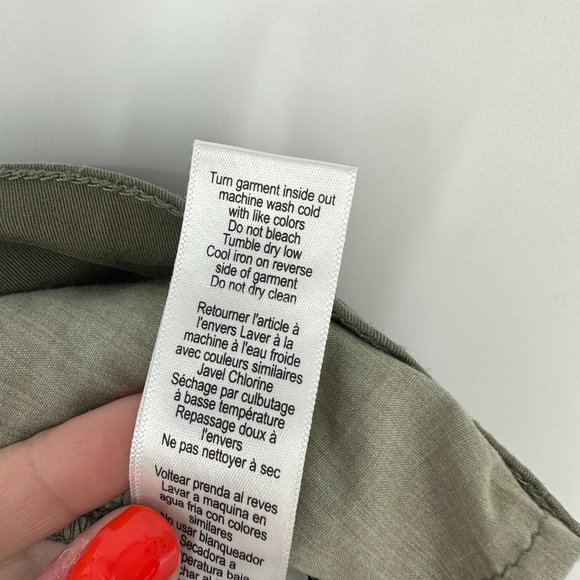 Frame Denim Le High Straight Olive Khaki Green Chino Pants Raw Step Hems Size 26 - Picture 9 of 10